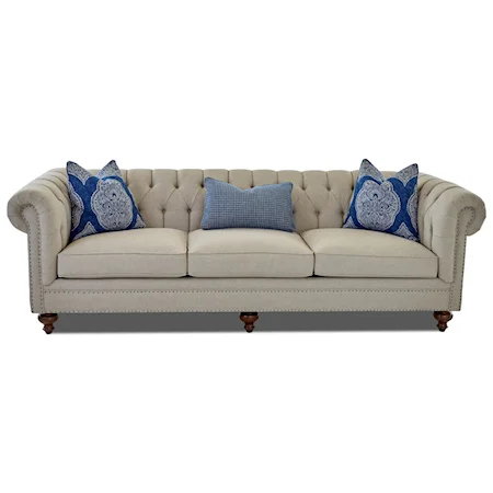 Traditional Extra Large Chesterfield Sofa with Tack Nails